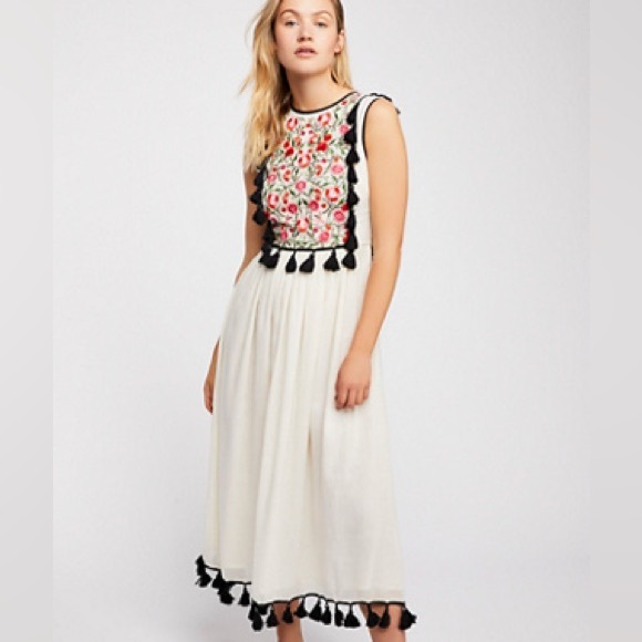 Carolina K Dresses & Skirts - Carolina K Imogen Embroidered Tasseled Midi Dress